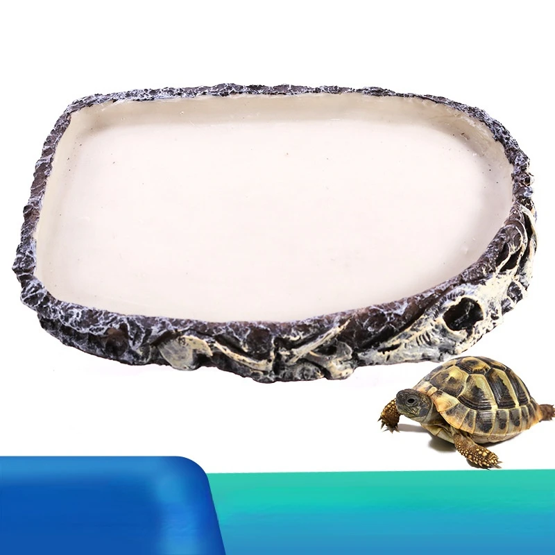 

Fish tank aquarium landscape Pet Reptile Feeder Bowl Resin Non-Toxic Food Water Pot Turtle Tortoise Lizard Crabs imitation stone
