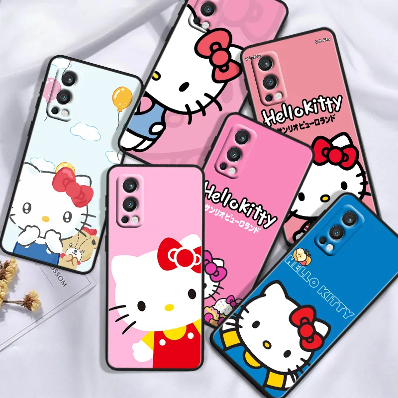 Lovely Anime Hello Kitty For OnePlus 11 10T 10R 9R 8T 7T Nord N300 N200 N100 2T CE2 Lite N20 N10 Pro Black Soft Phone Case