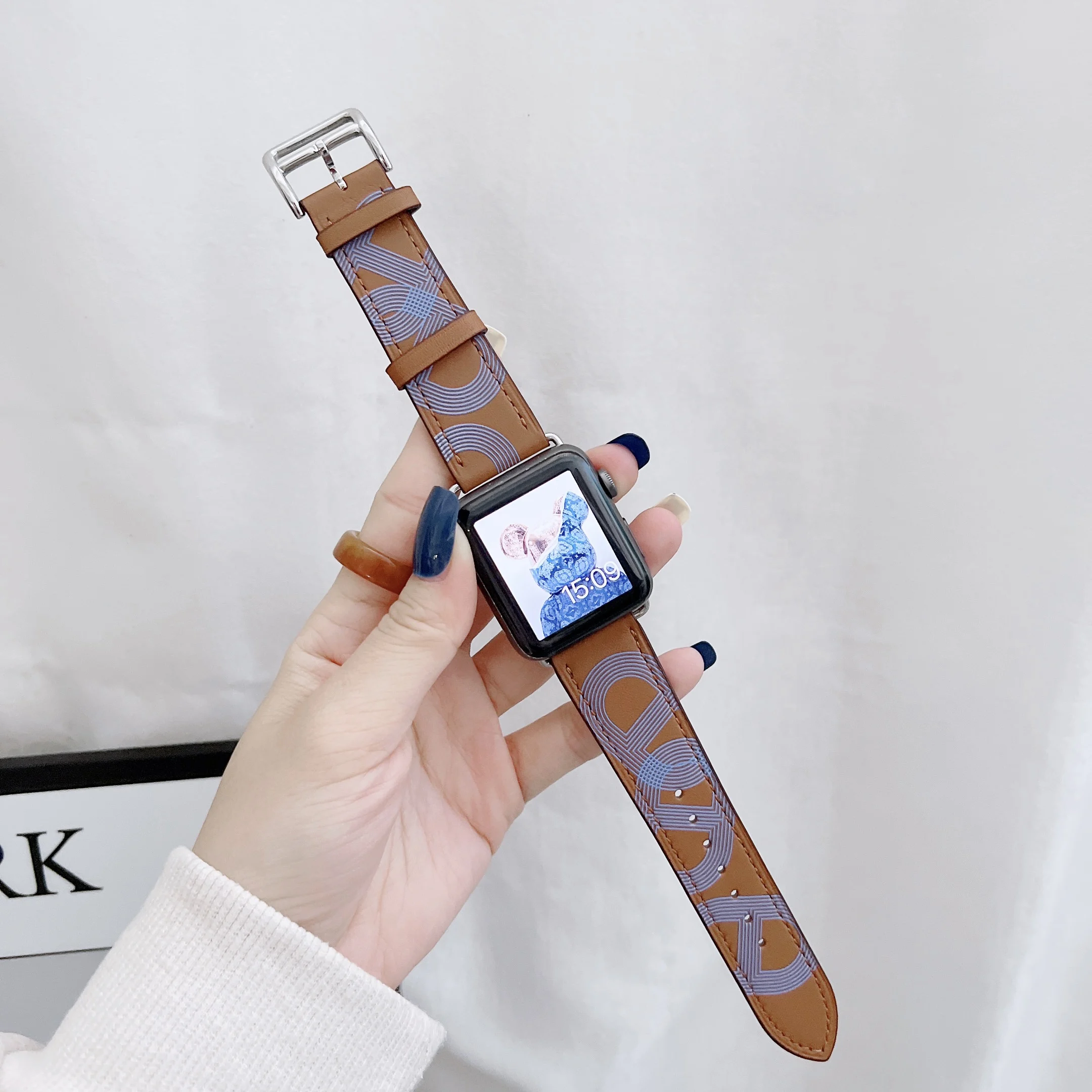 Leather strap For Apple Watch 45mm 41mm 44mm 42mm 40mm 38mm Race Track Bracelet Wristband For iWatch UItra 8 7 6 5 4 3 SE Correa