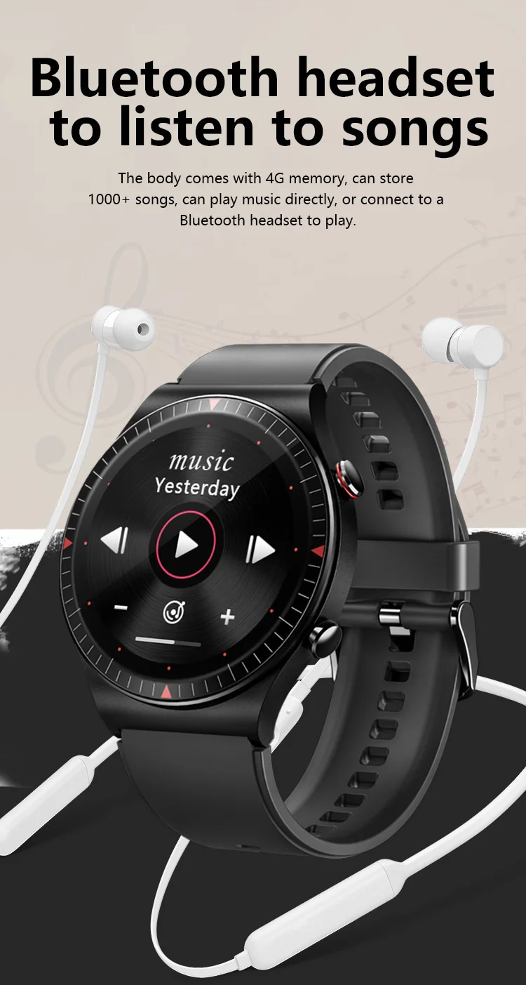 Мужские Смарт-часы T7 4G музыка Bluetooth Вызов TWS гарнитура полностью сенсорная запись