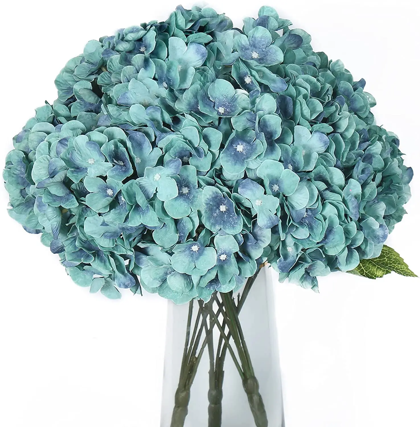 

Blue Silk Flower Artificial Hydrangea Floral Arrangements 5Heads for Wedding Centerpieces for Tables Party DIY Decoration