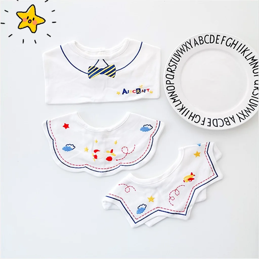 

3 шт./комплект, хлопковые нагрудники с вышивкой