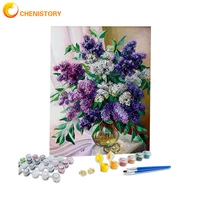 chenistory 60x75cm oil painting by number lilac flower diy frameless paint by numbers on cavans digital painting home wall decor