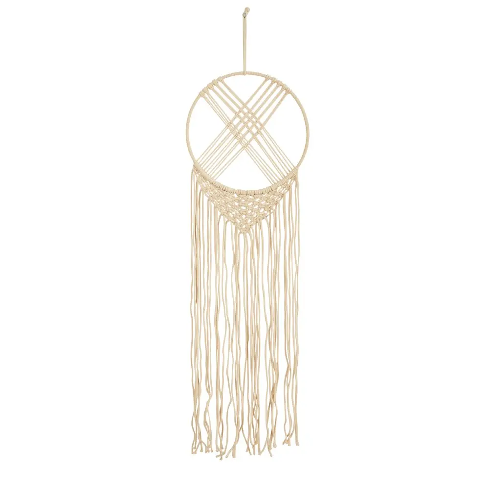 

30" Boho Chic Woven Dreamcatcher Off-White Macrame Wall Art Décor