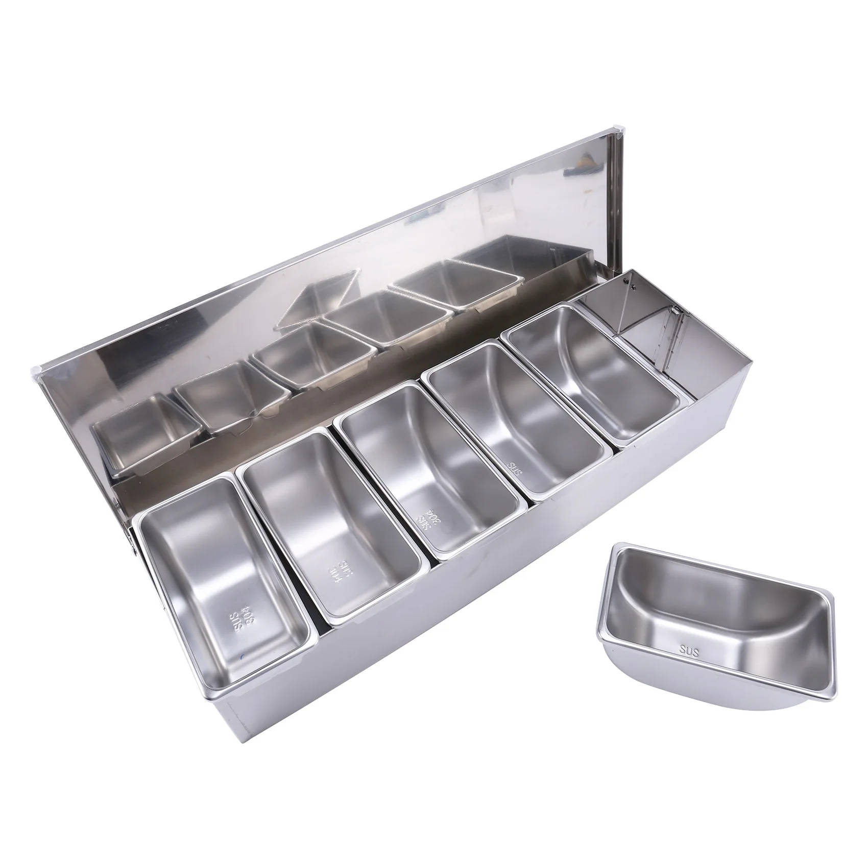 

Stainless Steel Seasoning Box Restaurant Chef Seasoning Box with Lid Storage Box Household Seasoning Tank