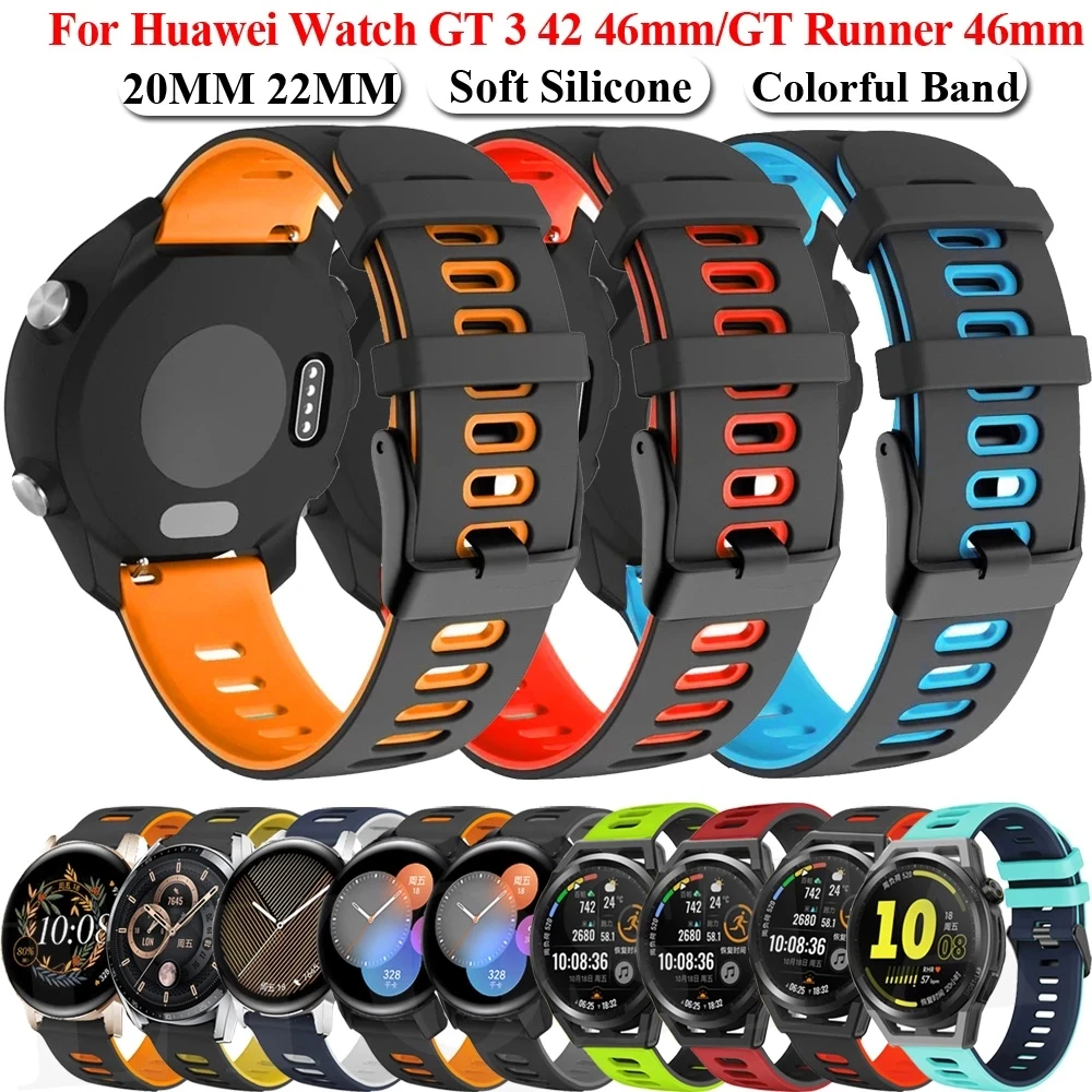 

2022New 20mm 22mm Strap for Huawei Watch GT 2 GT2 Pro/GT3 GT 3 46mm 42mm/Huami AMAZFIT stratos 3 2 2s Smart Watch Silicone Strap