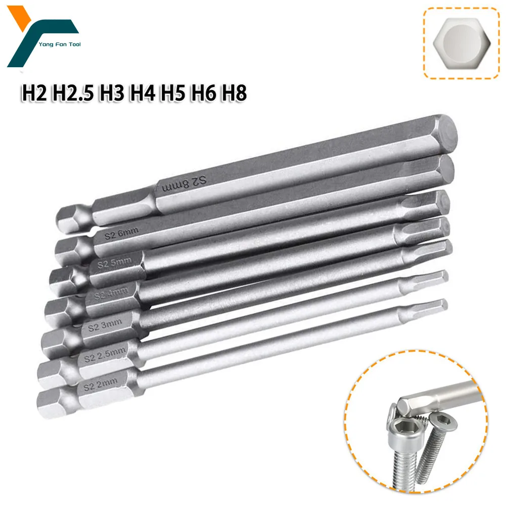

7 шт. 1/4 ''Шестигранная Отвертка наконечник магнита 1/4 ММ отвертка шестигранный ключ H2 H2.5 H3 H4 H5 H6 H8 набор наконечников для отвертки