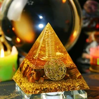chakra crystal orgonite pyramid 8cm tiger eye living room desk lucky ornament energy orgone pyramid for reiki meditation sacred