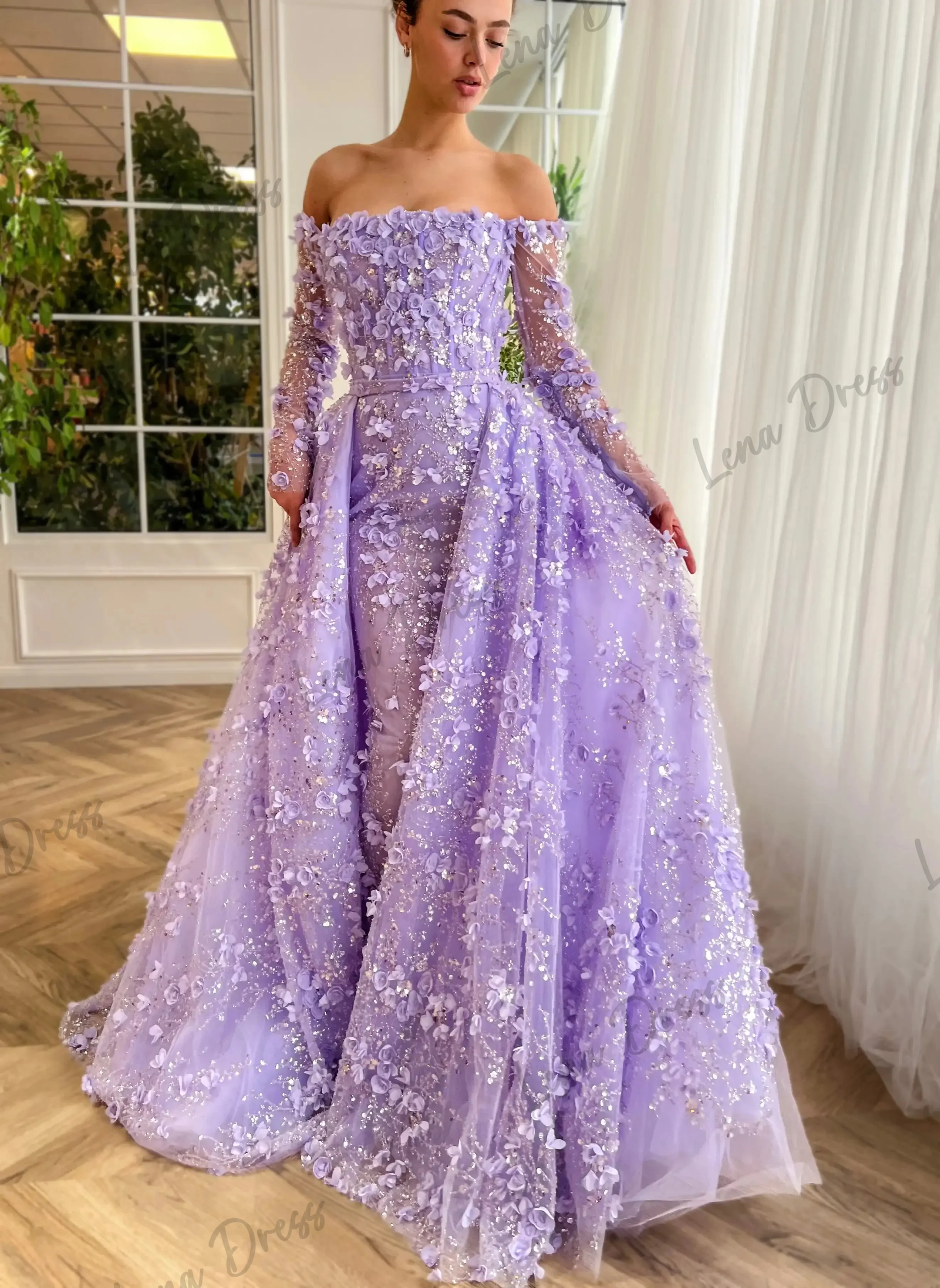 Кружевное элегантное платье с вышивкой Lena 2024 для свадебных платьев официальных