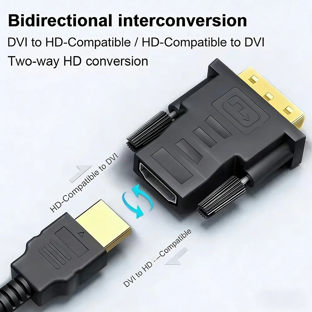 Фото Кабель-адаптер DVI-HDMI 1080P, двунаправленный коннектор DVI (штекер-гнездо) для PS3, проектора, ноутбука, ТВ-приставки №4