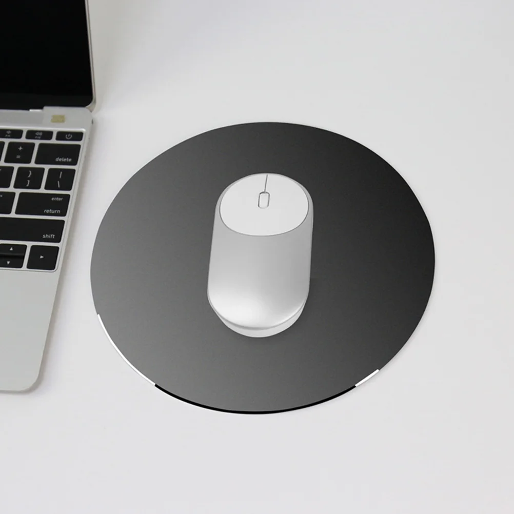 

200 x 200mm Round Mouse Pad Aluminum Metal Computer Mice Pad Mouse Mat for Desktops Computer PC and Laptops(Silver)