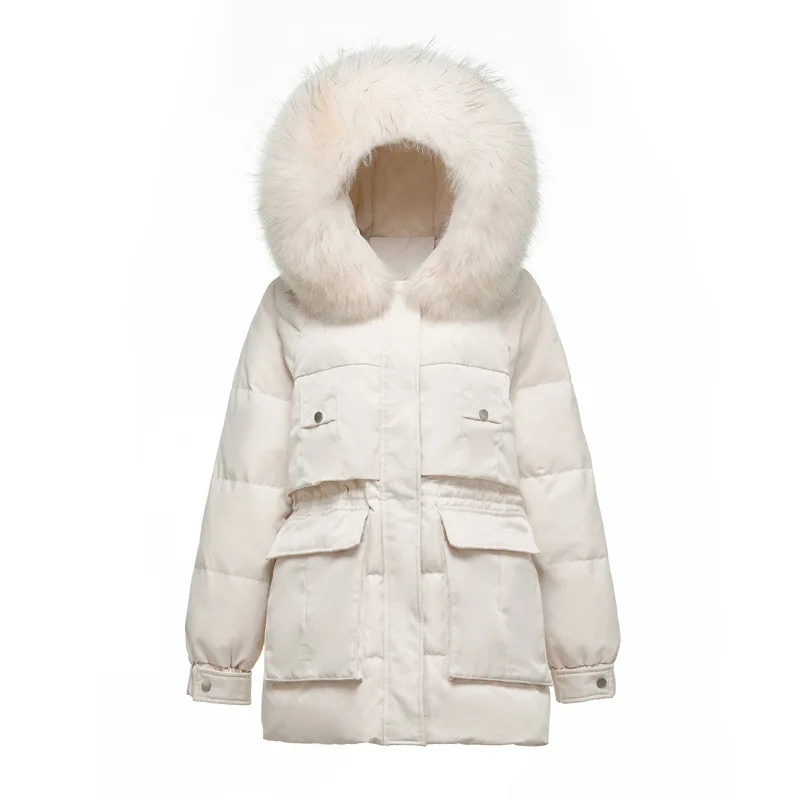 Winter long fur collar hooded Parker down jacket