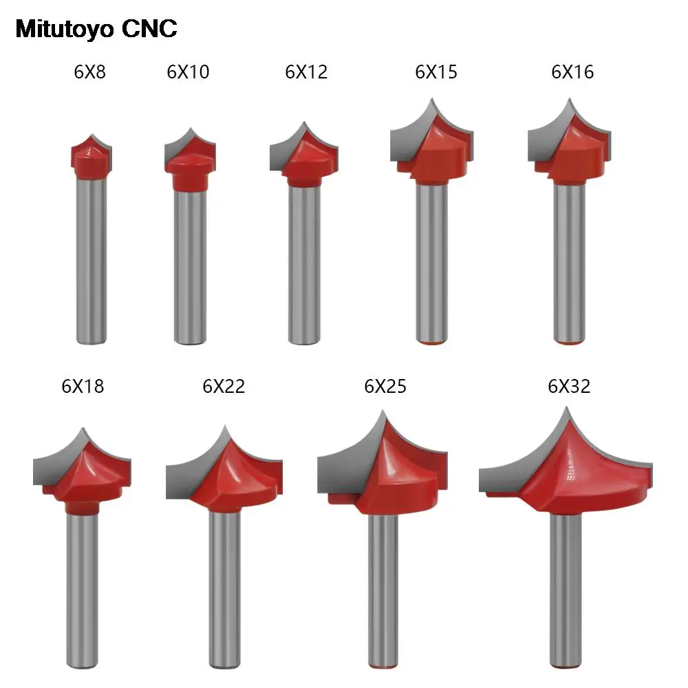 

1pc 6mm Shank Wood Milling Cutter CNC Round Nose Bits Round Point Cut Bit Shaker Sharp Cutter Solid Carbide Woodworking Tools
