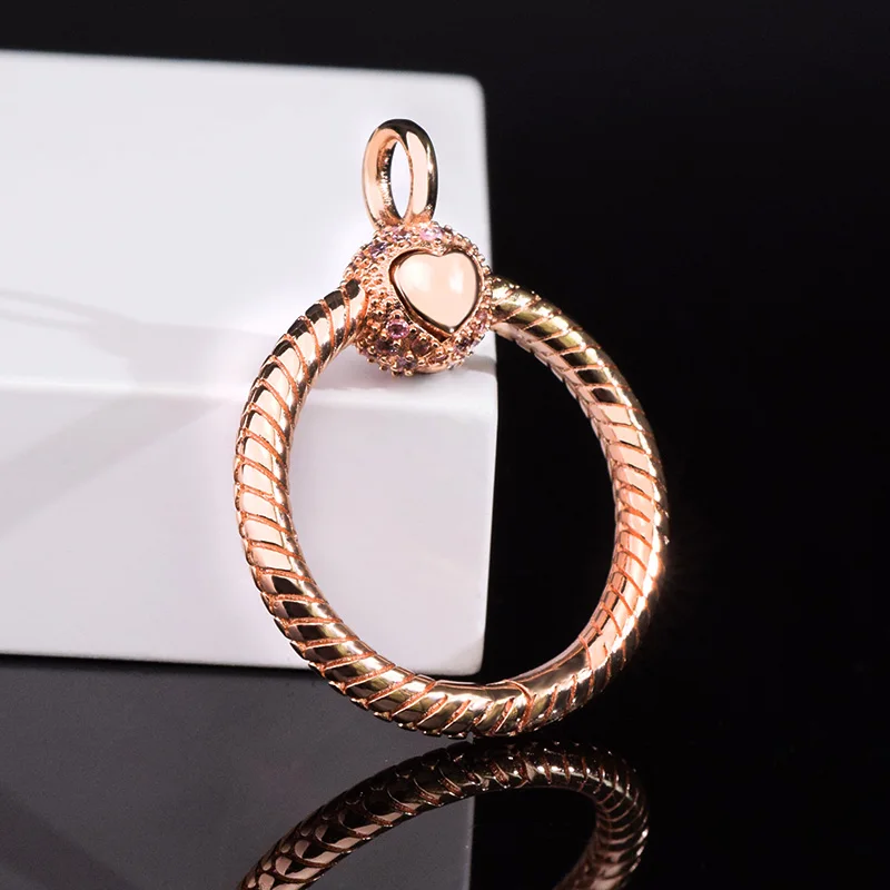 

Парные подвески из серебра 925 пробы под розовое золото, подходят для Pandora, 925 оригинальные бусины для браслета, подвески, ювелирные изделия