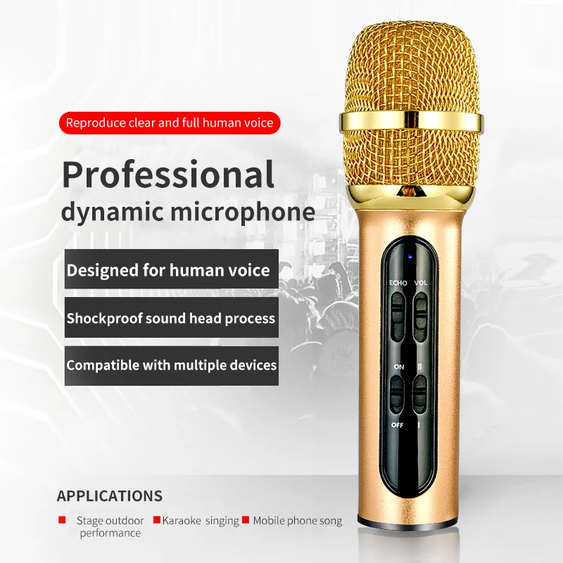 

Portable Professional Karaoke Microphone Sing Recording Live Microfone for Mobile Phone Computer with Sound Card Chinese version