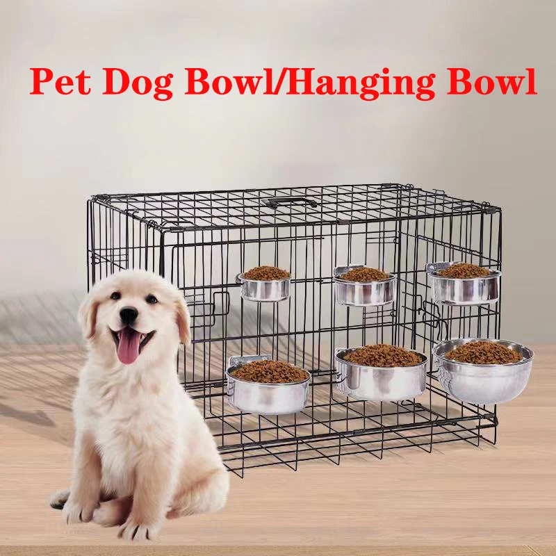 

Hot Selling Pet Bowl Pet Supplies Stainless Steel Dog Bowl Dog Cage Hanging Fixed Dog Basin Dog Food Bowl Dog Accessories