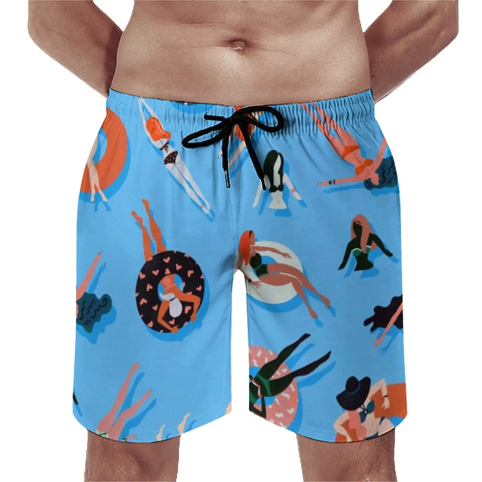 

Coral Blue Beach Pirnt Board Shorts Swimming Ladies Vintage Beach Short Pants Men Graphic Sportswear Quick Drying Beach Trunks