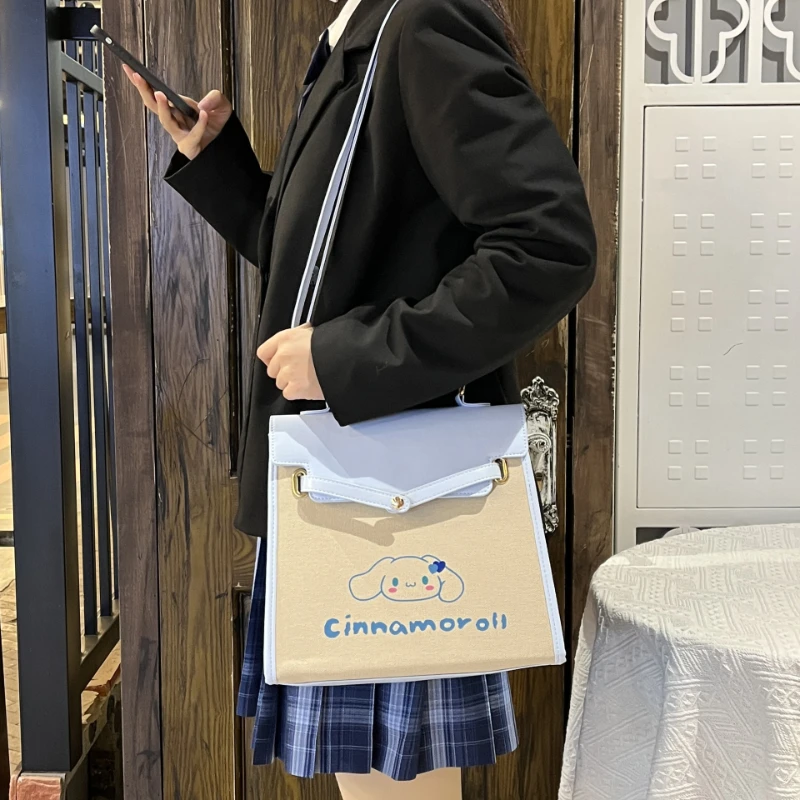 

Sanrio's new cartoon Cinnamoroll Kuromi My Melody canvas handbag large capacity fashion canvas backpack shopping portable bag