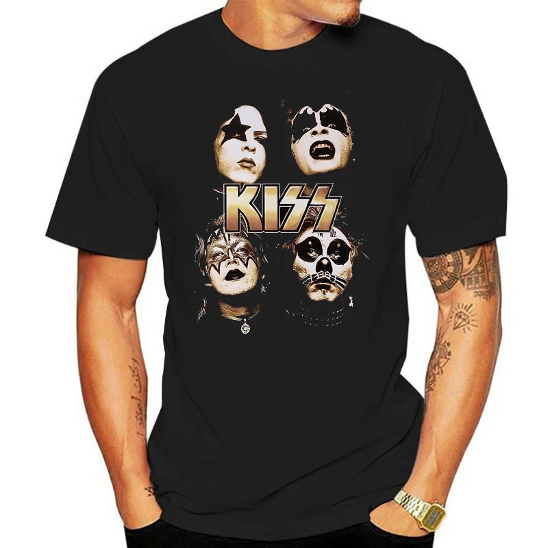 

Футболка с музыкальной группой Kiss для мужчин и женщин, модные топы в стиле хип-хоп, рубашки в стиле рок-группы для мужчин и женщин, повседневн...