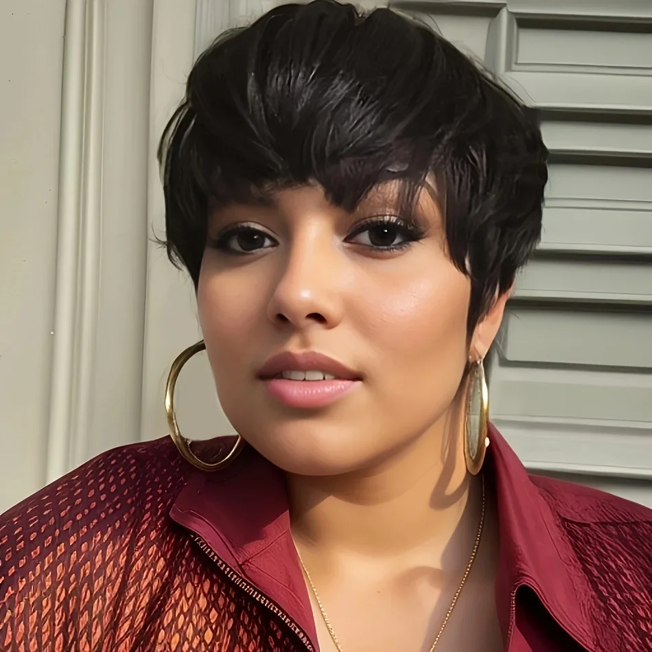 Парик с вырезами фея прямые человеческие волосы короткий парик Короткие