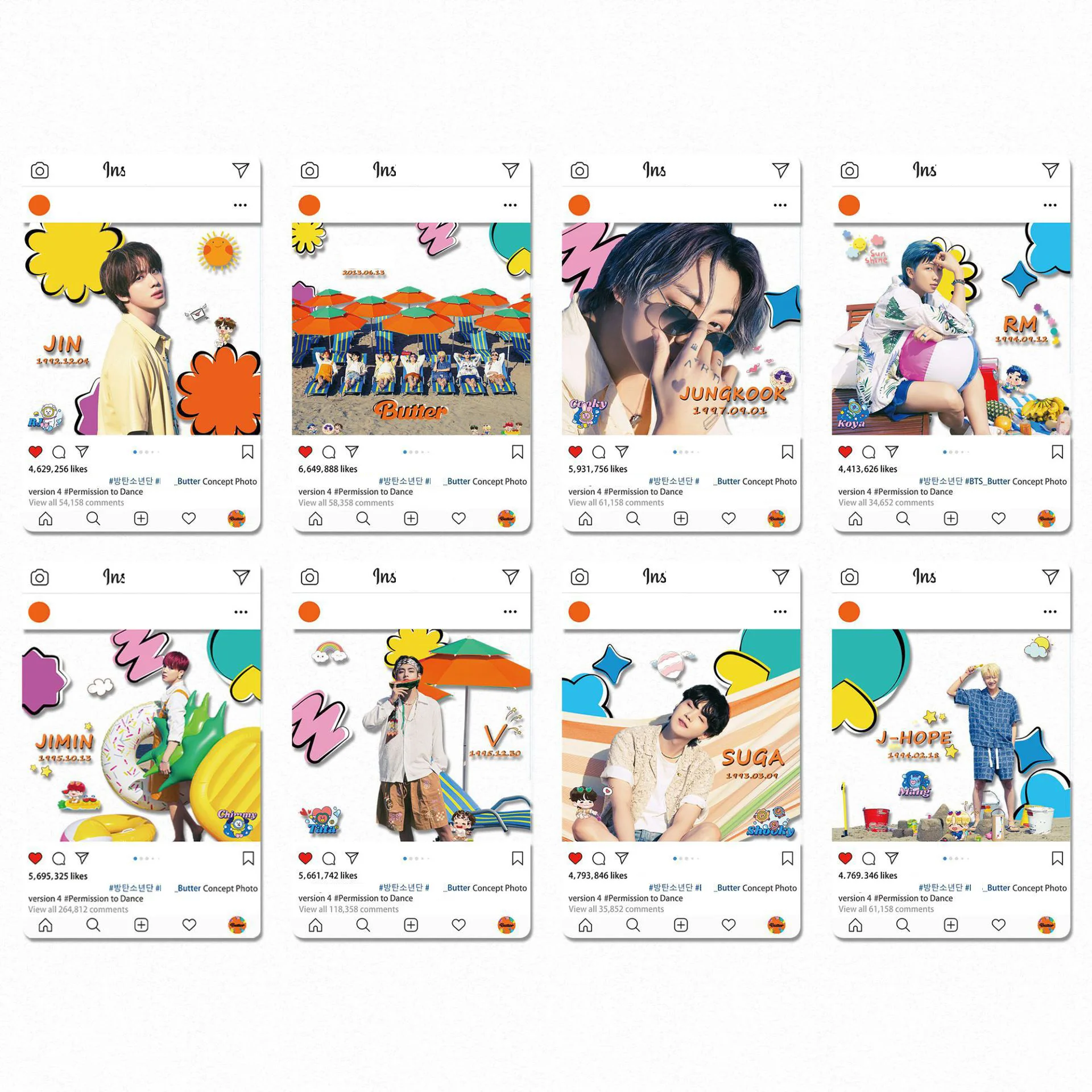 

8PCS Ins Transparent Kpop TXT Stray Kids Taehyung Photocards Jungkook Butters Proof Album Lomo Cards Photo Card Accessories