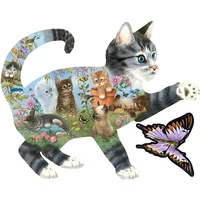 kids montessori animal wooden puzzles jigsaw toy children gift cat butterfly alien shaped 100 200 300 pieces crafts wholesale