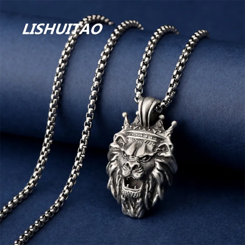 

Jewelry for Women's Fine Craft Fashion Personality Retro Crown Lion Titanium Steel Men's Necklace Pendant Hip Hop Punk Style