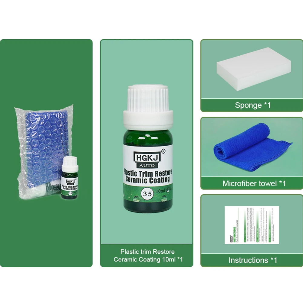 

Car Plastic Part Polish Restoration Long-Lasting Repair Renovator Set Restore Ceramic Coating With Sponge Microfiber Towel