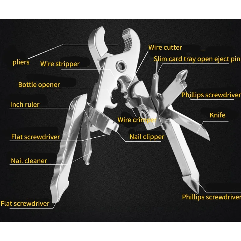 

Multi-function Combination Pliers Portable Folding Screwdriver Bottle Opener Universal Key Chain Take Card Needle Folding Pliers