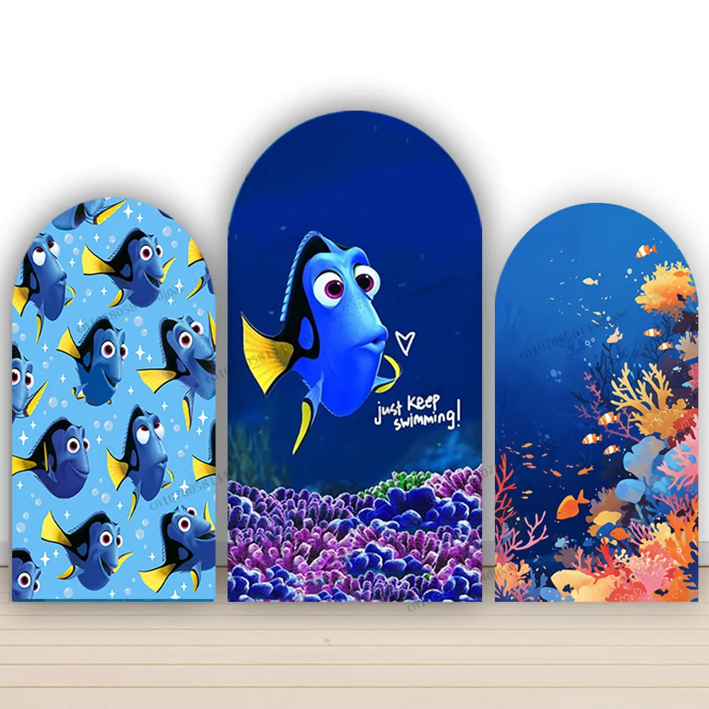 Фото Background Arch Cover Finding Nemo Dory and Marlin Birthday Party Backdrop Decoration Just Keep Swimming Photo Banner Photozone №3
