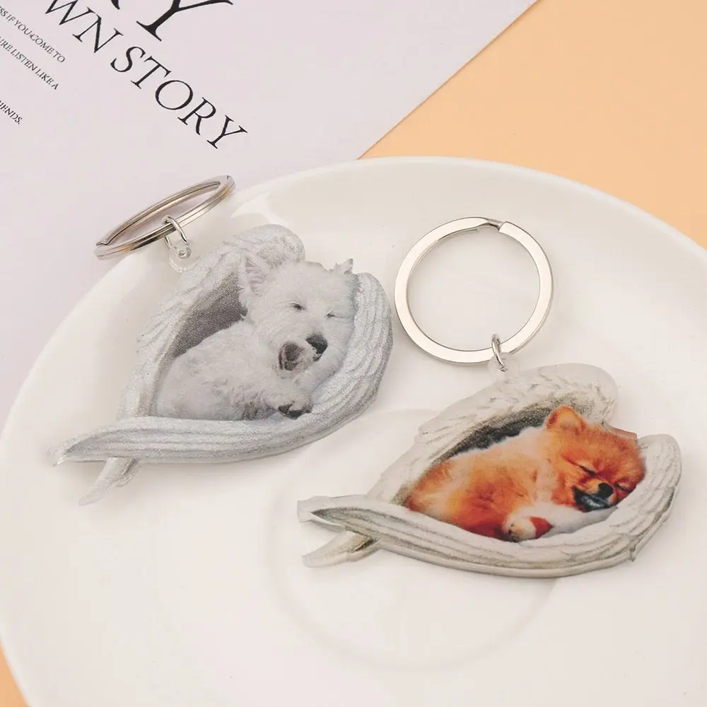 

Cute Funny Sleeping Angel Dog Wing Dog Hanging Ornament Keychain Pendant Car Accessories Bag Pendant