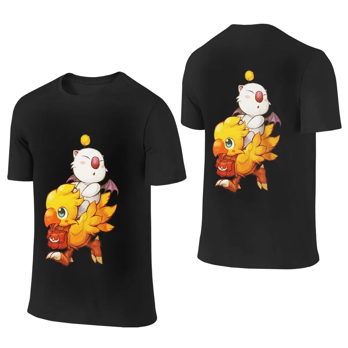 Фото Двусторонняя футболка Chocobo Moogle Final Fantasy Street, минималистичная, для повседневной носки, не скручивается. №1