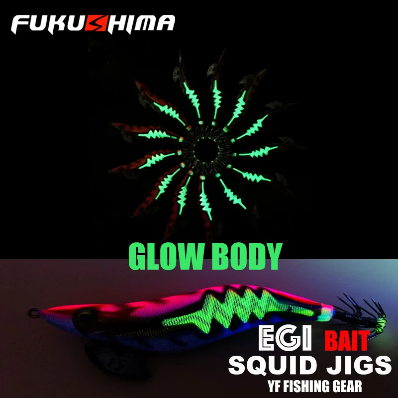 Фото FUKUSHIMA II SQUID JIGS GLOW EGI LURE РЫБАЛЬНАЯ ДЕРЕВЯЩАЯ ПРЯМА КРЮЧКИ BAIT SHARP 21 ГРАММЫ CUTTLEFISH OCTOPUS BOAT ROCK FISHING №2