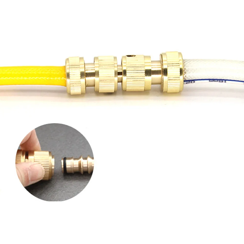 

3PCS Solid Brass Hose Pipe Connector Double Male To Male 1/2\" Hose Pipe Connector Quick Connector Female To Female Hose Ends
