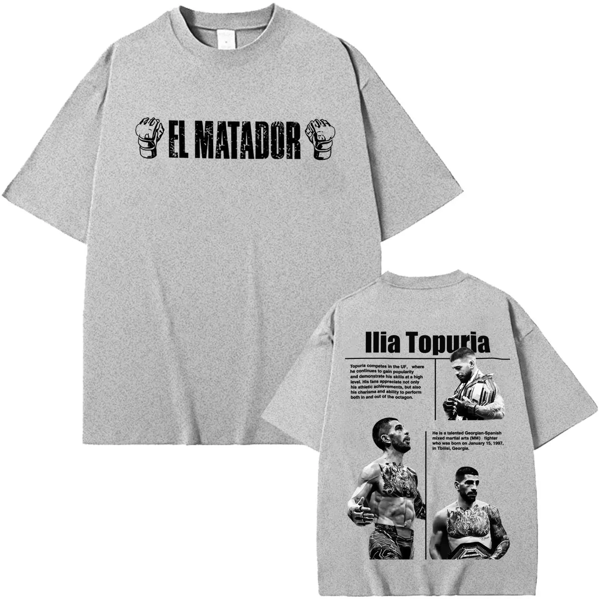 Фото Футболки Ilia Topuria El Matador La Leyenda Merch для мужчин и женщин, готические футболки в стиле Харадзюку, повседневные хлопковые футболки оверсайз №5