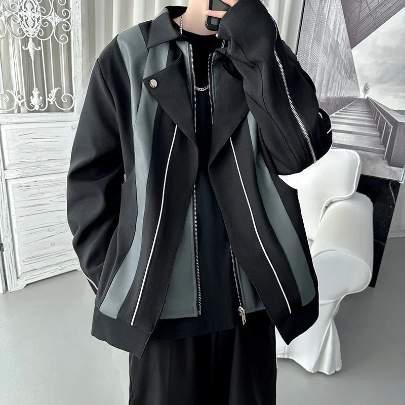 Мужская модная куртка из искусственной кожи в американском стиле демисезонная с