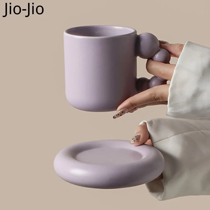 

Nordic Creative Ceramic Coffee Mug Saucers Set Thermal Fat Original Mugs Water Milk Cup Cute Ball Handle Cup Friends Gift Ideas