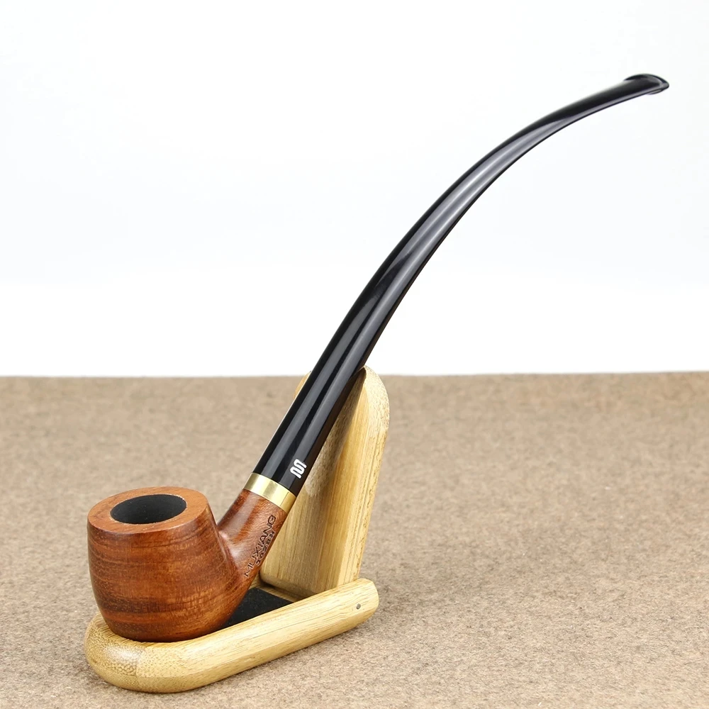 

New Classic 23cm Long Smoking Pipe 3mm Metal Filter Rosewood Tobacco Pipe Bent Smoke Pipe Wooden Smoking Tool