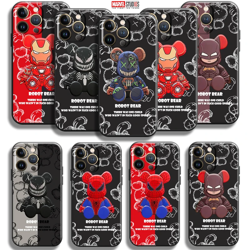 

Marvel Venom Spiderman Cute Bear For Apple iPhone 13 12 11 Pro Mini X XR XS Max SE 6 6S 7 8 Plus Phone Case Back TPU
