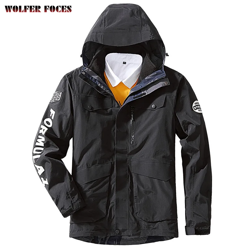 Men's Three In One Twopiece Winter Coats Can Be Disassembled Jackets Outdoor Camping Mountaineering Jacket Windproof Waterproof