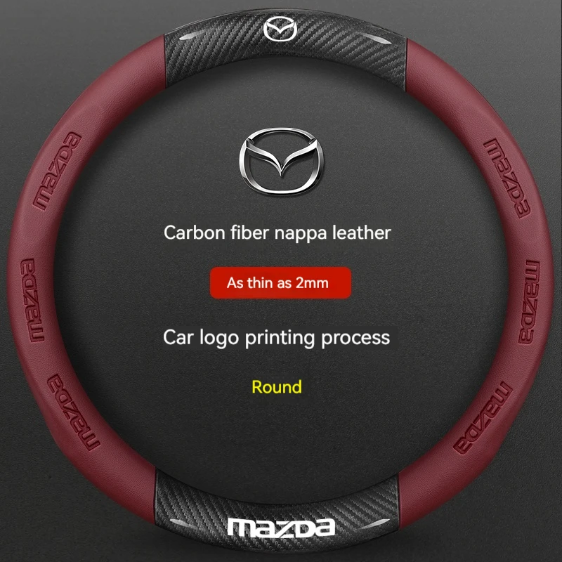

Для Mazda 3 5 6 SKYACTIV Axela Atenza CX30 CX5 CX8 CX9 MX5 RX8 RX7 BT50 Кожаный чехол на руль автомобиля из углеродного волокна, аксессуары
