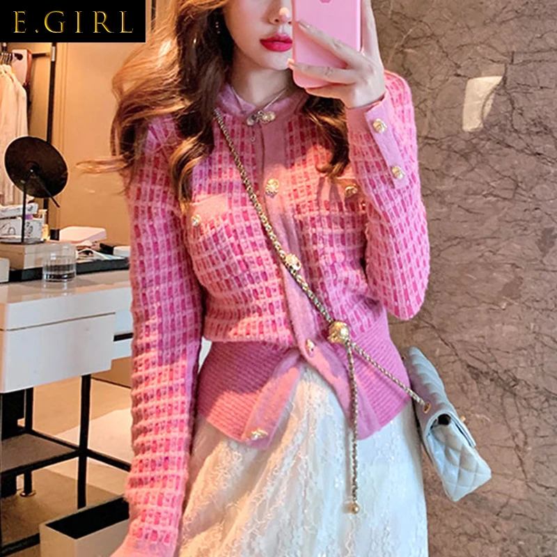 O-Neck Pearl Buttons Long Sleeve Women Knitted Cardigan Shiny Silk Thread Sweater Fall New 2021 Korean Chic Sweet Elegant Jacket