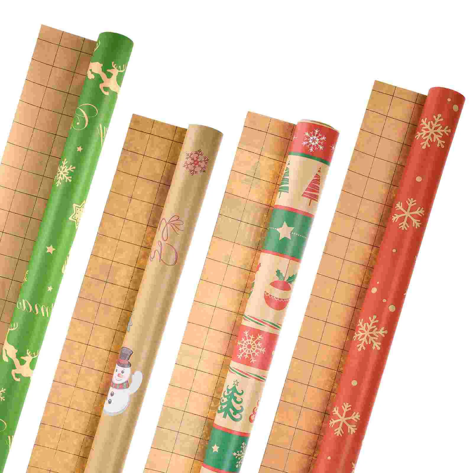 

Paper Wrapping Christmas Gift Kraft Packing Set Roll Wrap Metallic Sheet Precut Design Festive Reverse Bundle Themed Collection