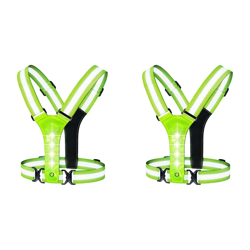 

Светоотражающий жилет для бега, регулируемая эластичная защитная экипировка для бега, ходьбы, 2 шт.