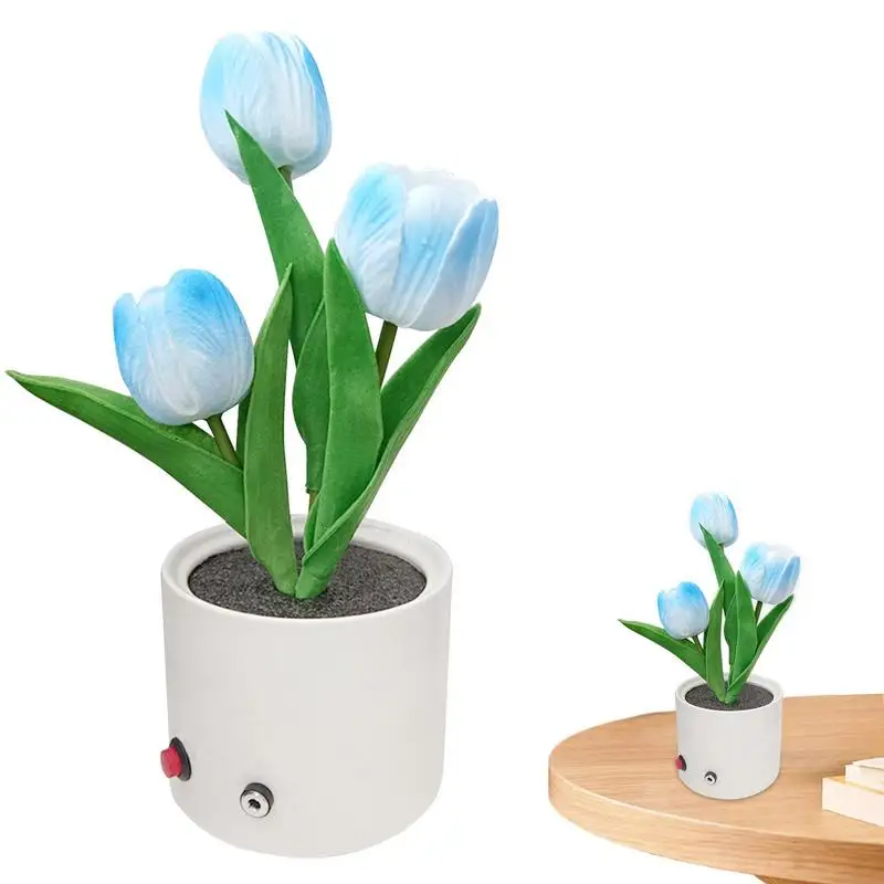 

Led Tulip Flowerpot Light USB Table Lights Simulation Tulip Night Light With Vase Six Branches Flowers Table Lamp Ornaments