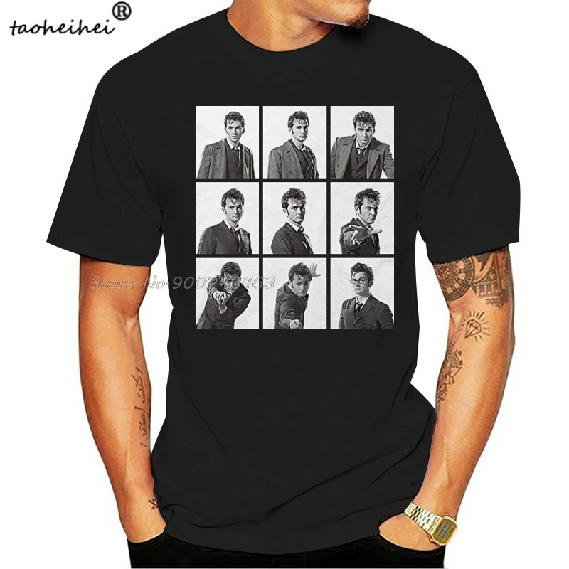 Забавная Мужская футболка с доктором кто лица десятых новинка мужские хлопковые