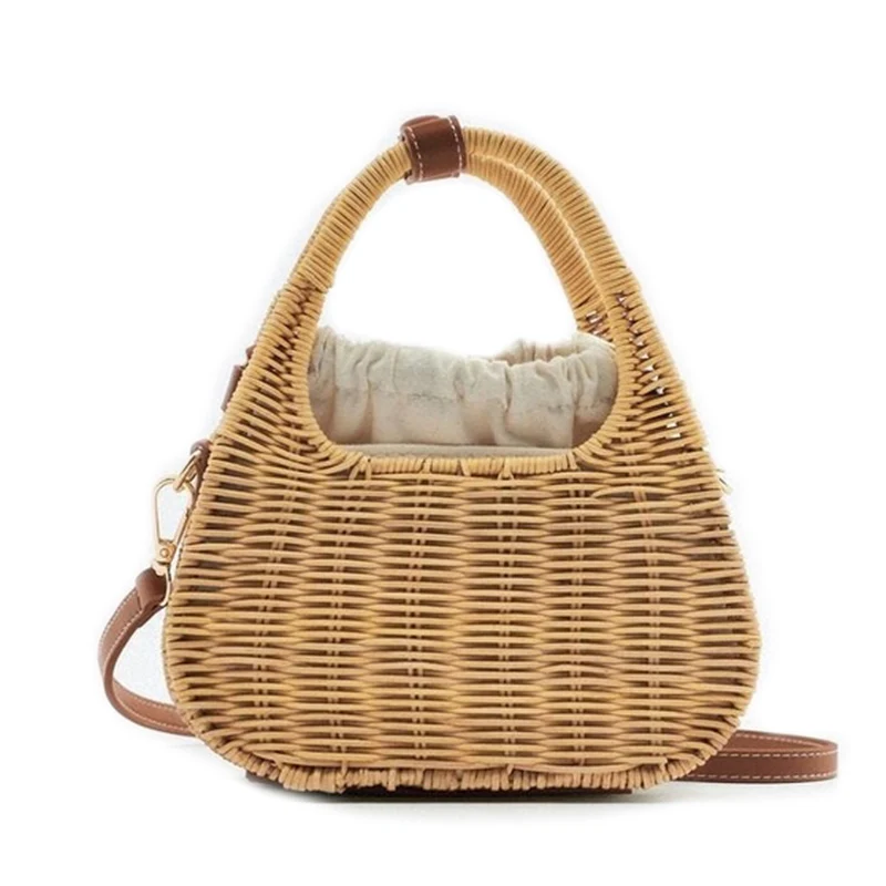 

ZA Small Shoulder Bag Straw Bag Retro Rattan Bag Women's Bag Rattan Braided Portable Messenger Bag