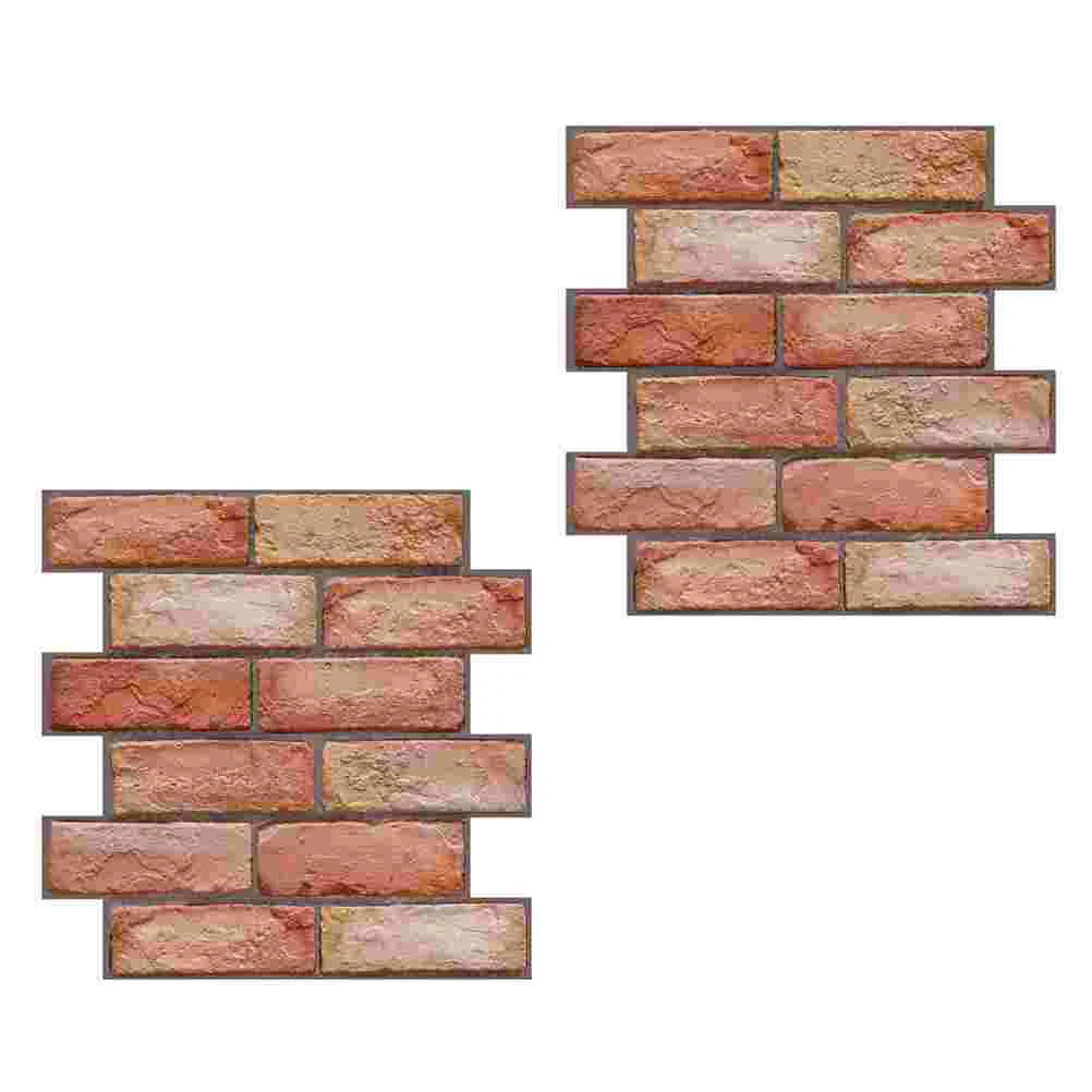 

2 Pcs Simulated Brick Pattern Wall Sticker House Ornaments Red Brick Wall Panels Wall Tiles Brick Wallpaper Pvc Brick Stick Tile