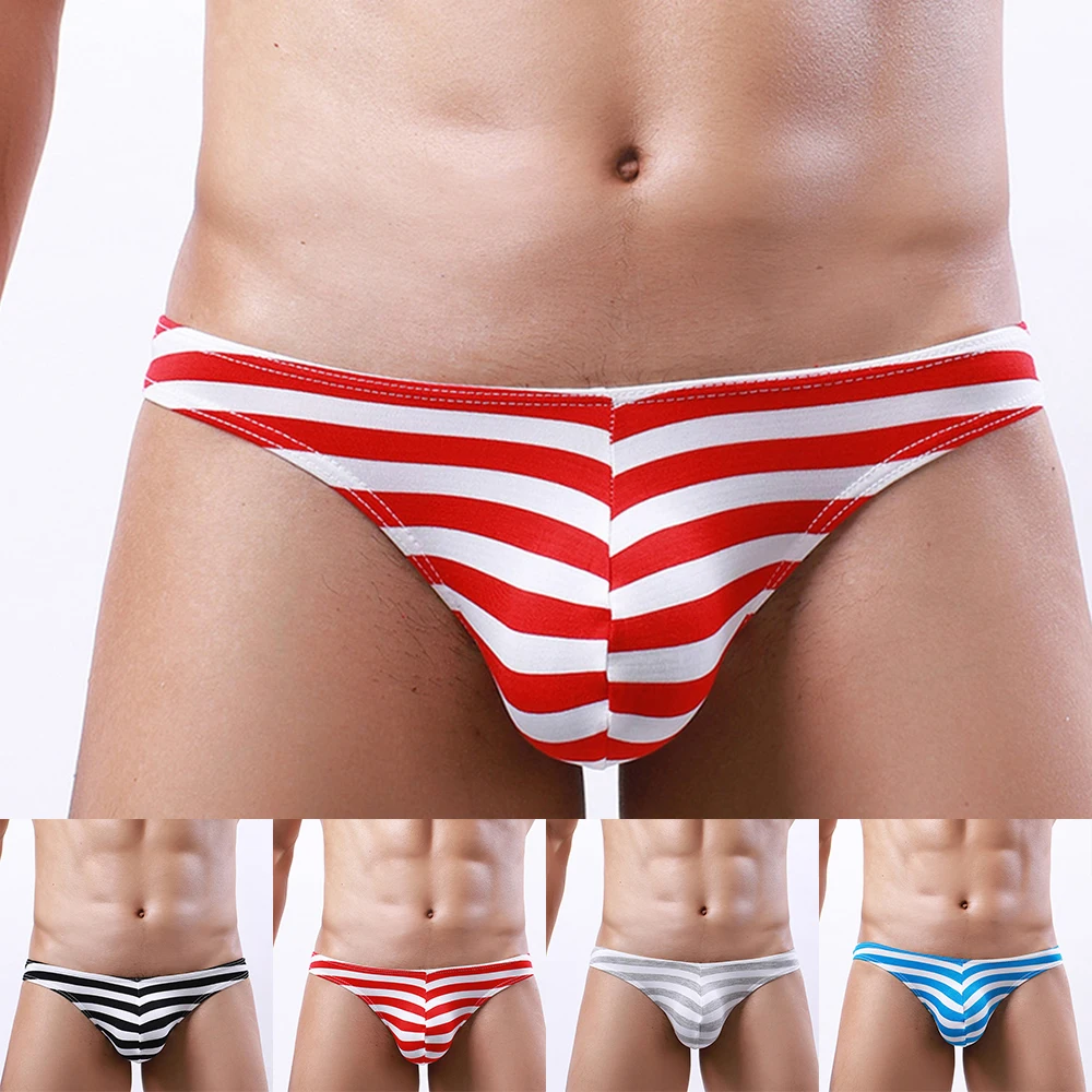

Mens Thongs Bulge Pouch G-string Tripe Striped Underpants Cotton Comfortable Male Panties Shorts Sexy Men Jockstrap T-back Thong