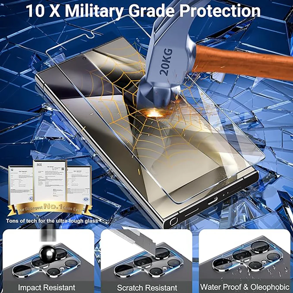 4 шт. Противоударная защита экрана для Samsung Galaxy S24 Ultra S23 FE S22 S21 Plus Защитное стекло